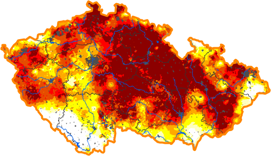 Intenzita sucha - 8. červenec 2018