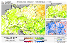 Dopady na vegetaci - Evropa - 28. květen 2017