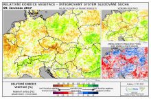 Dopady na vegetaci - Evropa - 9. červenec 2017