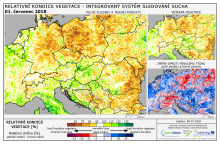 Dopady na vegetaci - Evropa - 1. červenec 2018