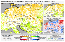 Dopady na vegetaci - Evropa - 22. červenec 2018