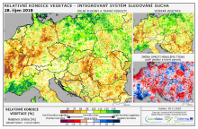 Dopady na vegetaci - Evropa - 28. říjen 2018