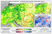 Dopady na vegetaci - Evropa - 24. březen 2019