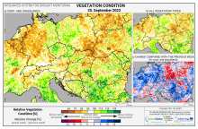 Dopady na vegetaci - Evropa - 25. září 2022