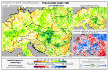 Dopady na vegetaci - Evropa - 23. říjen 2022