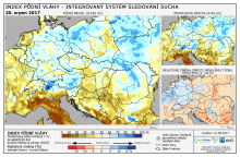 Index půdní vláhy - Evropa - 20. srpen 2017