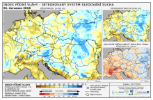 Index půdní vláhy - Evropa - 1. červenec 2018