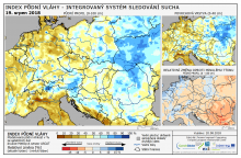 Index půdní vláhy - Evropa - 19. srpen 2018