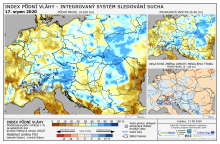 Index půdní vláhy - Evropa - 16. srpen 2020